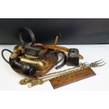 Mixed metalware & collectables to include a twin-handled copper cooking pan (39cm wide), brass
