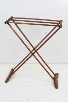 Late 19th / Early 20th century Folding Towel Rail with turned supports and iron brackets, 78cm