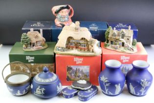 Assortment of ceramics to include 19th Century Wedgwood jasperware, Royal Doulton character jugs;