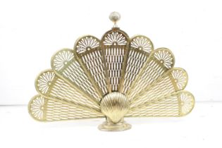 Brass Peacock style ' Fan ' Folding Firescreen, 64cm high