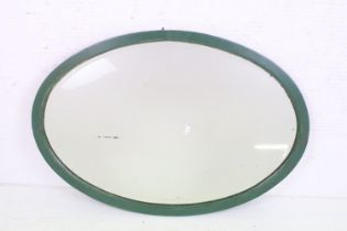 Green Painted Oval Mirror, 81cm x 57cm