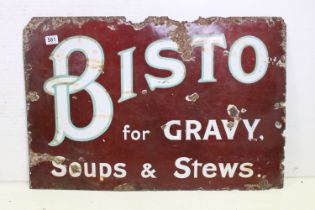 Early 20th century Enamel Advertising Sign ' Bisto for Gravy, Soups & Stews ' 82cm x 55cm