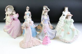 Nine boxed Coalport lady figurines to include 2 x Ladies of Fashion (Melanie, Regina) and 7 x Age of