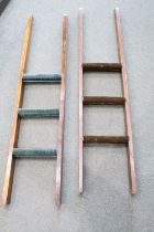 Pair of Sleeper Train Steps or Ladders with hanging brackets to top, each 137cm high x 30cm wide