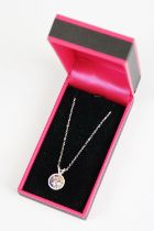 Silver and CZ Halo style Pendant Necklace