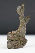 Chinese ornamental bronze figure of beast Chi Wen, character marks to base.