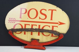 Advertising - Original Oval ‘ Post Office ‘ Double Sided Enamel Sign with an arrow on a yellow