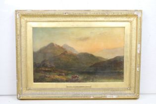 Welsh School, Evening The Glydws Mountains. N. Wales, oil on canvas, indistinctly signed lower