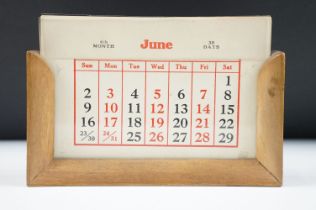 Art Deco Perpetual Calendar set within a Wooden Frame, 17cm wide