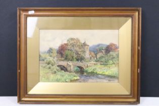 Ernest William Haslehurst (1866-1949), Mordiford Bridge, Herefordshire, watercolour, 23 x 35cm,