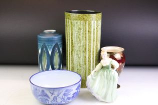 Group of mixed ceramics to include a Broadstairs Pottery vase with mottled green glaze (29.5cm