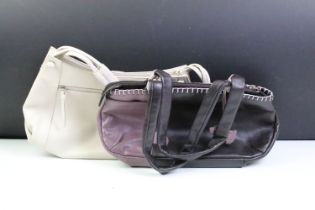 Radley leather handbag having a purple leather panel with scotty dog, together with a Tula leather