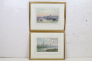 Duncan, Palace of Westminster, watercolour, signed lower right and view of St Paul's Cathedral