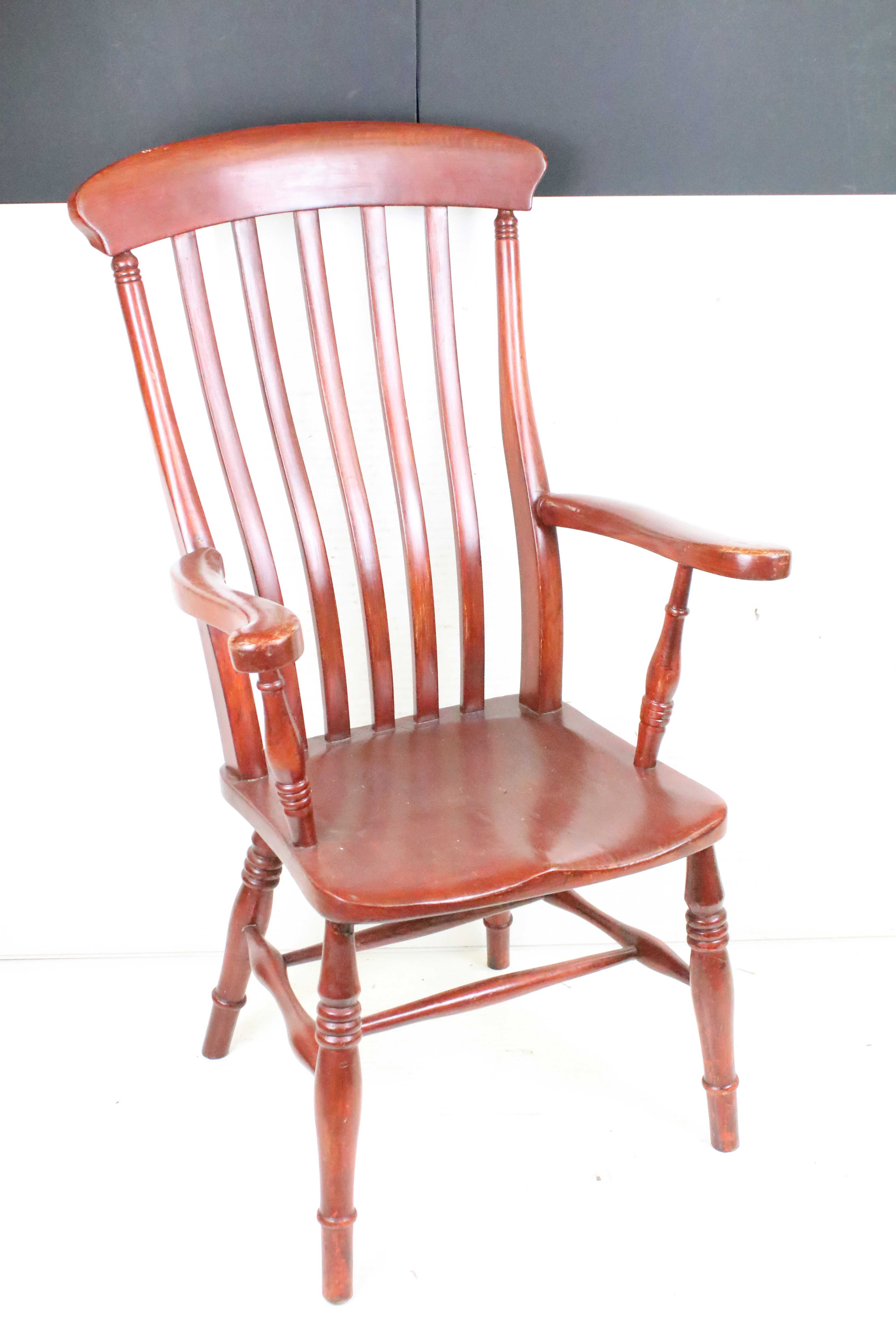 19th century Elm Seated Lathe Back Windsor Elbow Chair, 113cm high x 60cm wide x 53cm deep