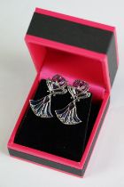 Pair of Silver and Plique A Jour Earrings