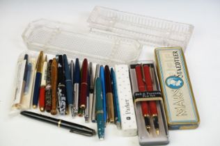 Collection of Pens and Writing Equipment including Fountain Pens with 14K nib