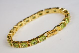 Silver and Peridot Line Bracelet