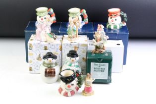 Mixed ceramics to include 4 x Royal Doulton Snowman character jugs (Christmas Robin Snowman, 2 x