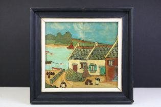 Landscape Scene titled ' Sunny Morning Ploumanac'h ', oil on board, 17.5 x 19cm, framed