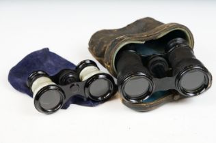 Two pairs of opera glasses to include a cased set.