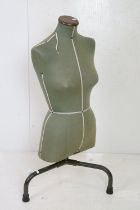 Mid century Female Torso Dress Maker’s Dummy raised on a short three leg metal stand, 97cm high