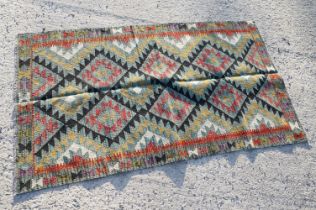 Woolen Hand Knotted Maimana Kilim Rug, 172cm x 98cm