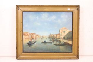 Venice The Grand Canal scene, oil on board, 48 x 58.5cm, framed and glazed