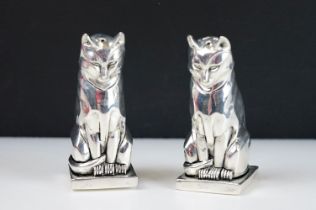 Pair of Silver Plated Condiments in the form of Cats