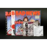 Vinyl / CD / Autographs - 2 albums, 2 7” single, one 12” and a promo CD by Bad News, some signed:
