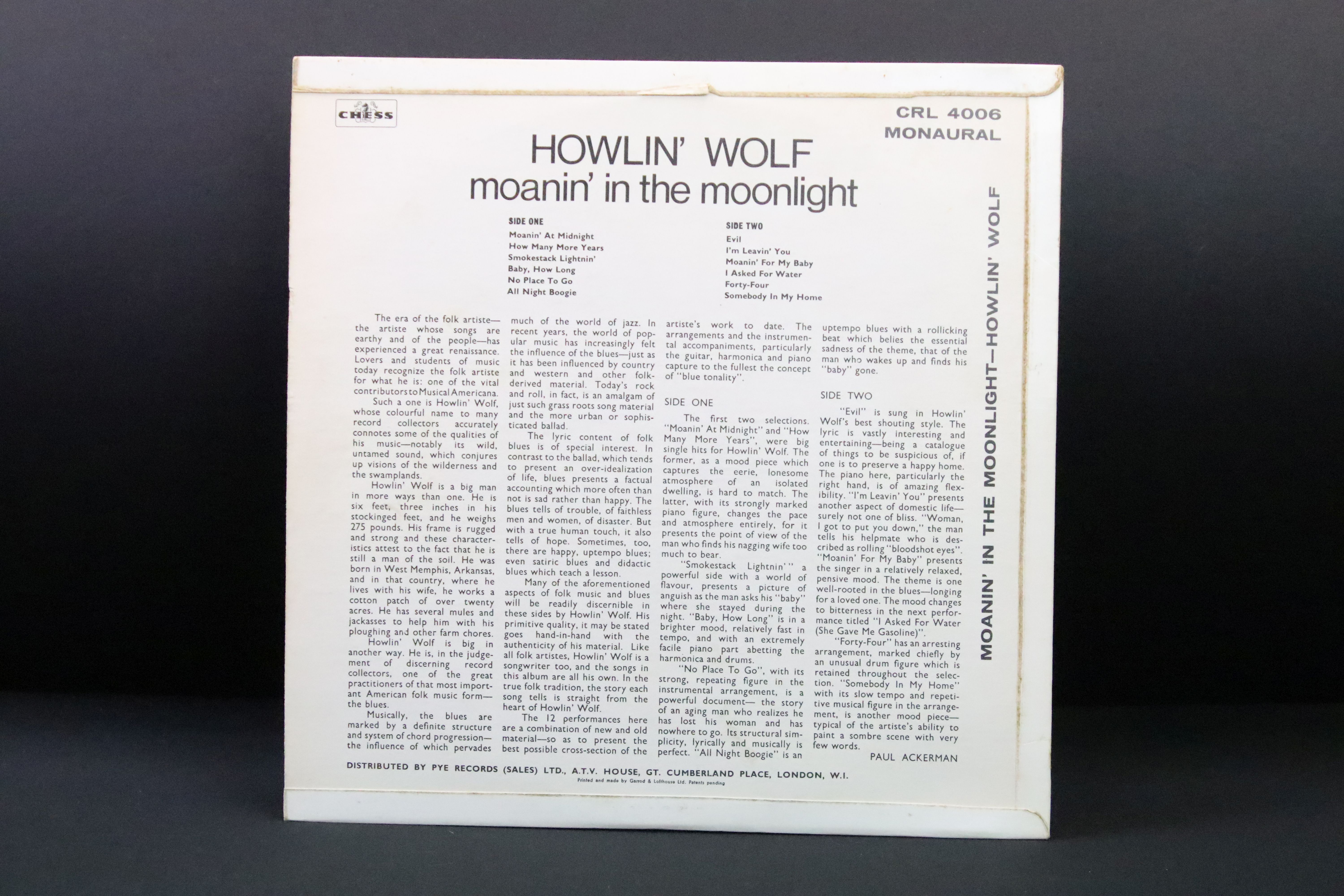 Vinyl - Howlin' Wolf – Moanin' In The Moonlight. Original UK 1965 1st mono pressing, gold black - Image 7 of 7