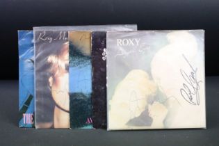 Vinyl / Autographs - 5 Roxy Music 7” singles signed by 2 or more members to include: Angel Eyes (