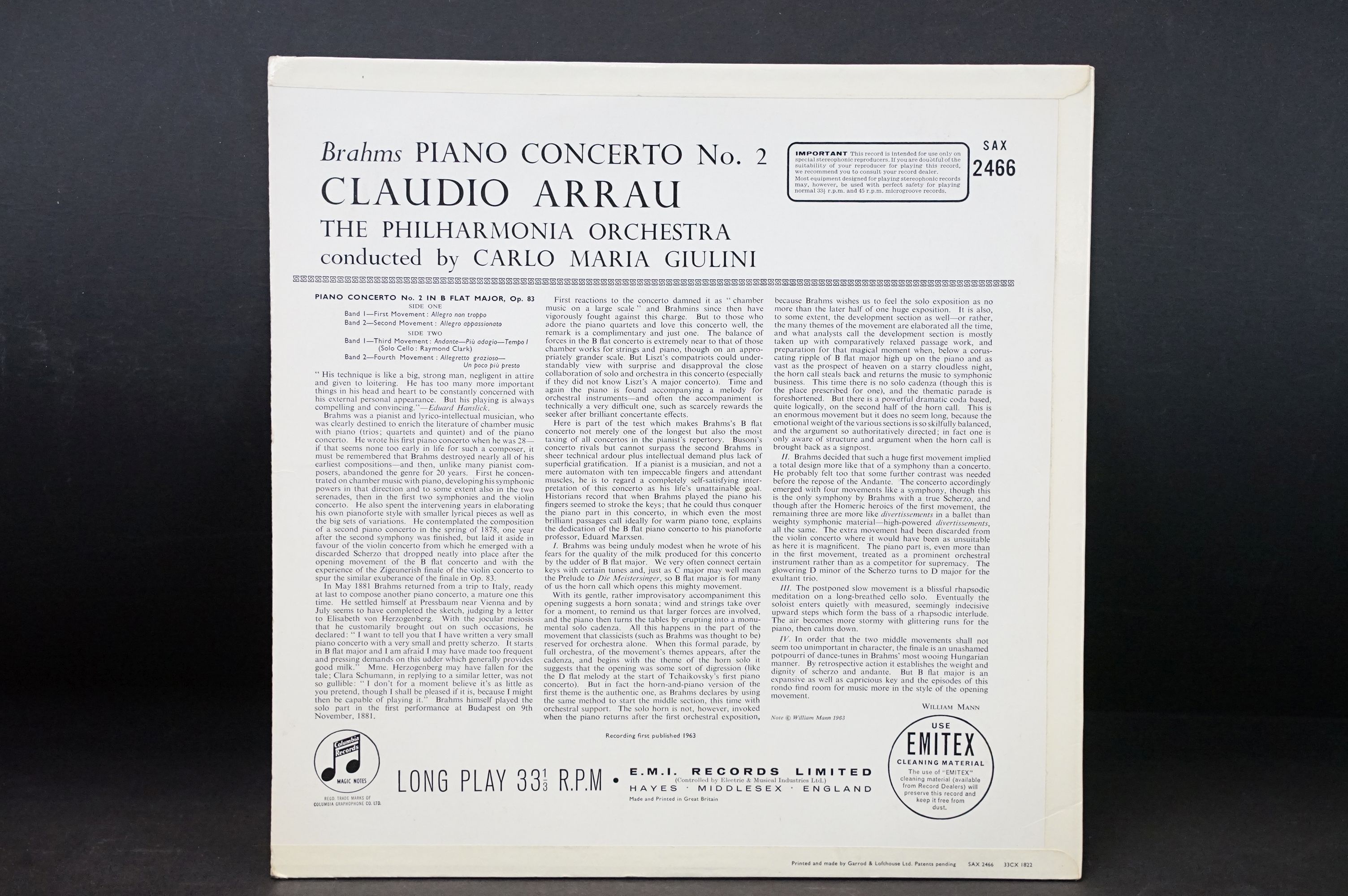 Vinyl - Classical - Brahms - Claudio Arrau, Carlo Maria Giulini, Philharmonia Orchestra– Piano - Image 6 of 6