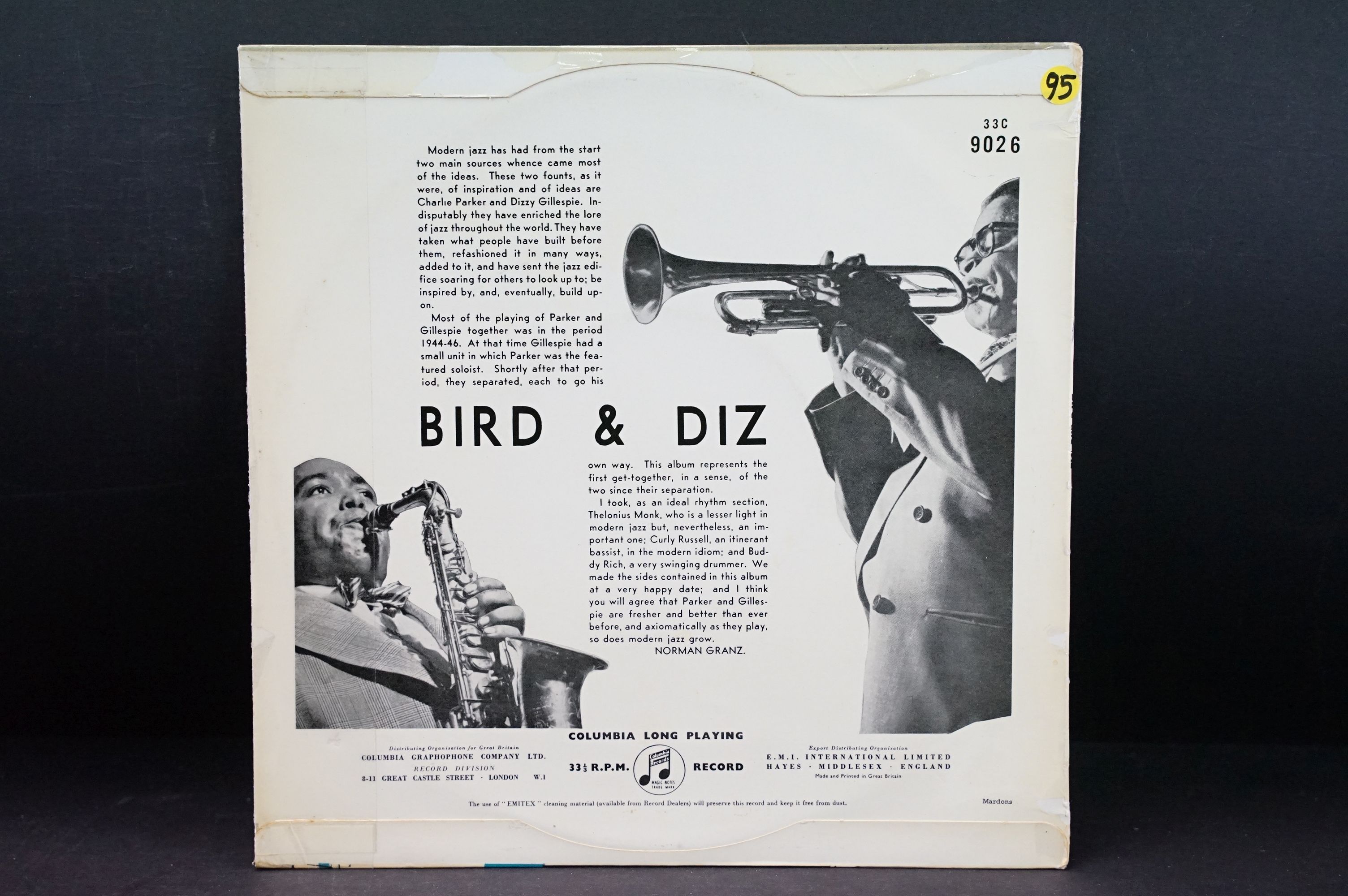 Vinyl - Jazz - Charlie Parker And Dizzy Gillespie – Bird And Diz. Original UK 1956 10” promo Factory - Image 6 of 6