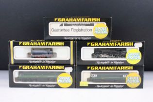 Five boxed Graham Farish N gauge locomotives to include 1017 Class J94 NCB Blue, 1656 2-6-4 Standard