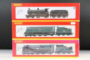 Three boxed Hornby OO gauge locomotives to include R2831 BR 4-4-0 Class T9 locomotive weathered