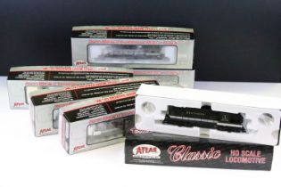 Five boxed Atlas Silver HO gauge locomotives to include #7510-SD 24 Locomotive Southern #6306, #9918