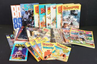 Collection of various books, comics and magazines to include Panini Sticker Albums featuring