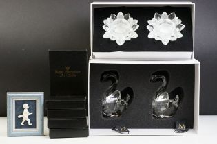 Two boxed Julie Macdonald crystal glass sets to include Set of Two Crystal Swans & Set of Two