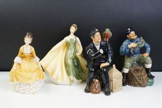 Four Royal Doulton figurines to include Shore Leave HN2254 (a/f), the lobster man HN2317,
