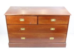 19th century Mahogany Chest of Two Short over Two Long Drawers with brass recessed handles, raised