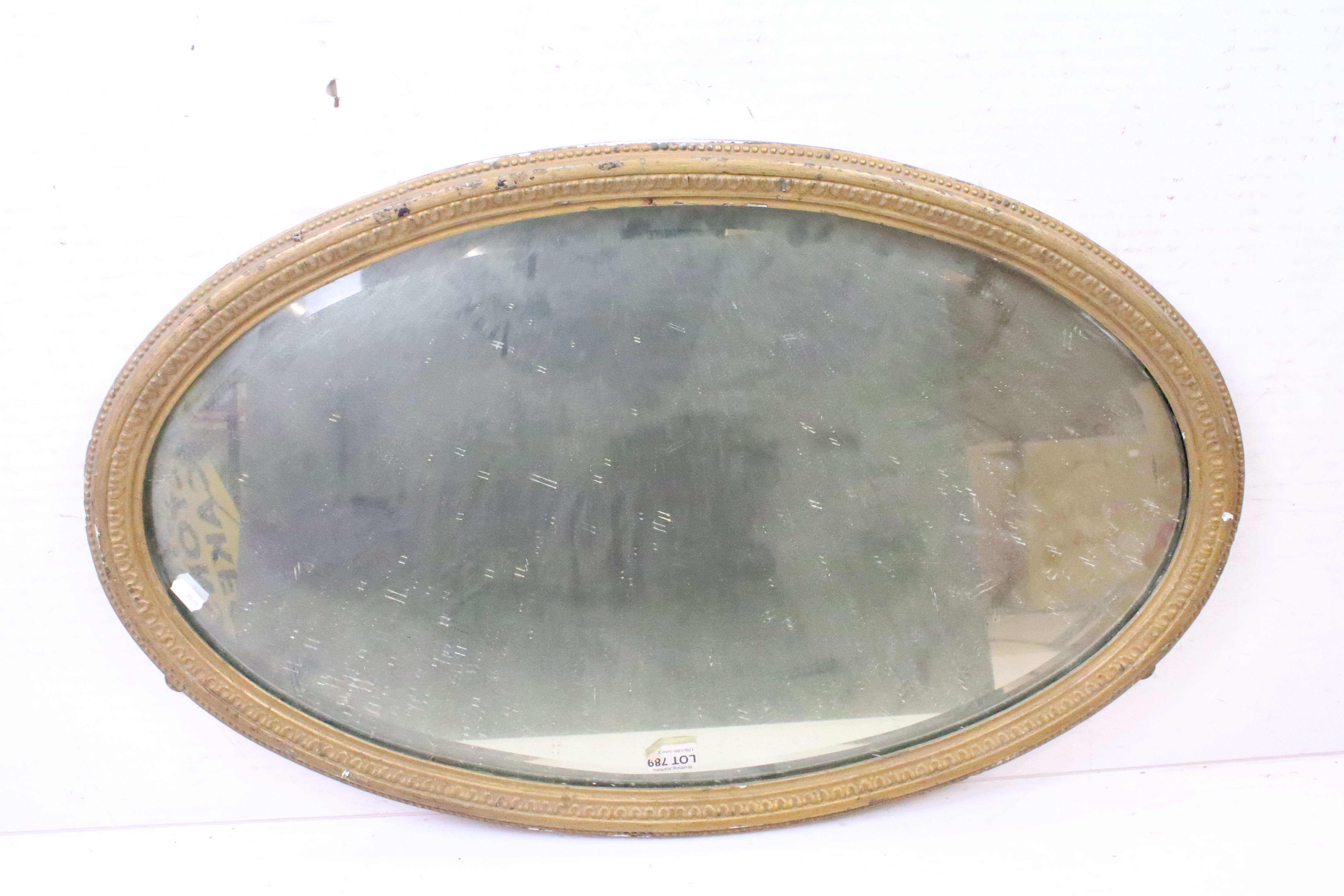 Gilt Framed Oval Wall Mirror with bevelled edge, 51cm x 79cm