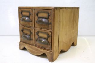 Pine Table Top Four Drawer Chest, 26cm high x 25cm wide x 30cm deep