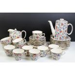 Royal Winton / Grimwades ' Old Cottage Chintz ' pattern tea set, to include teapot, water jug, 12