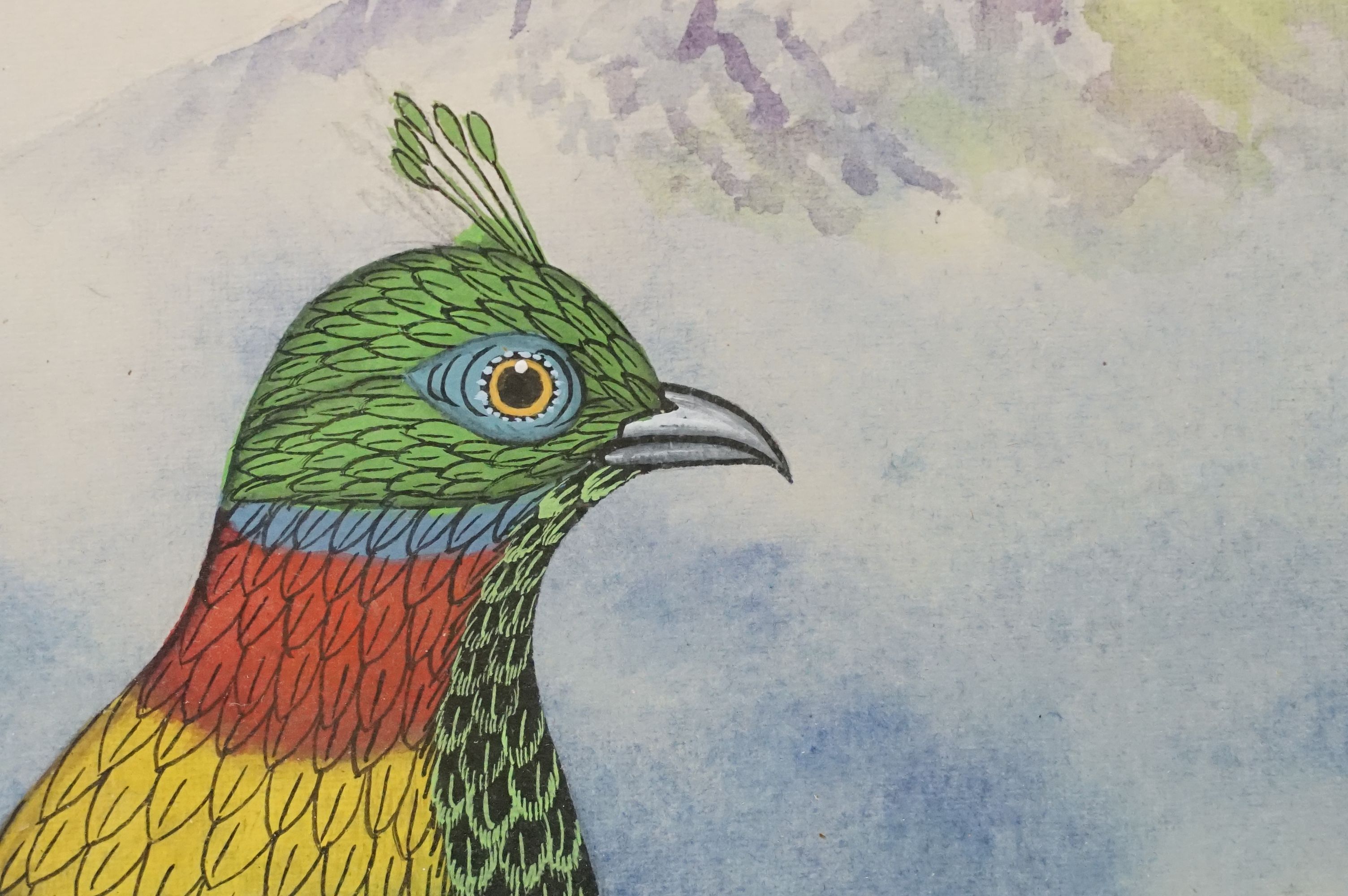 C.B.S Dangol, set of Three Watercolour Studies of Exotic Birds in their habitat - Image 3 of 9