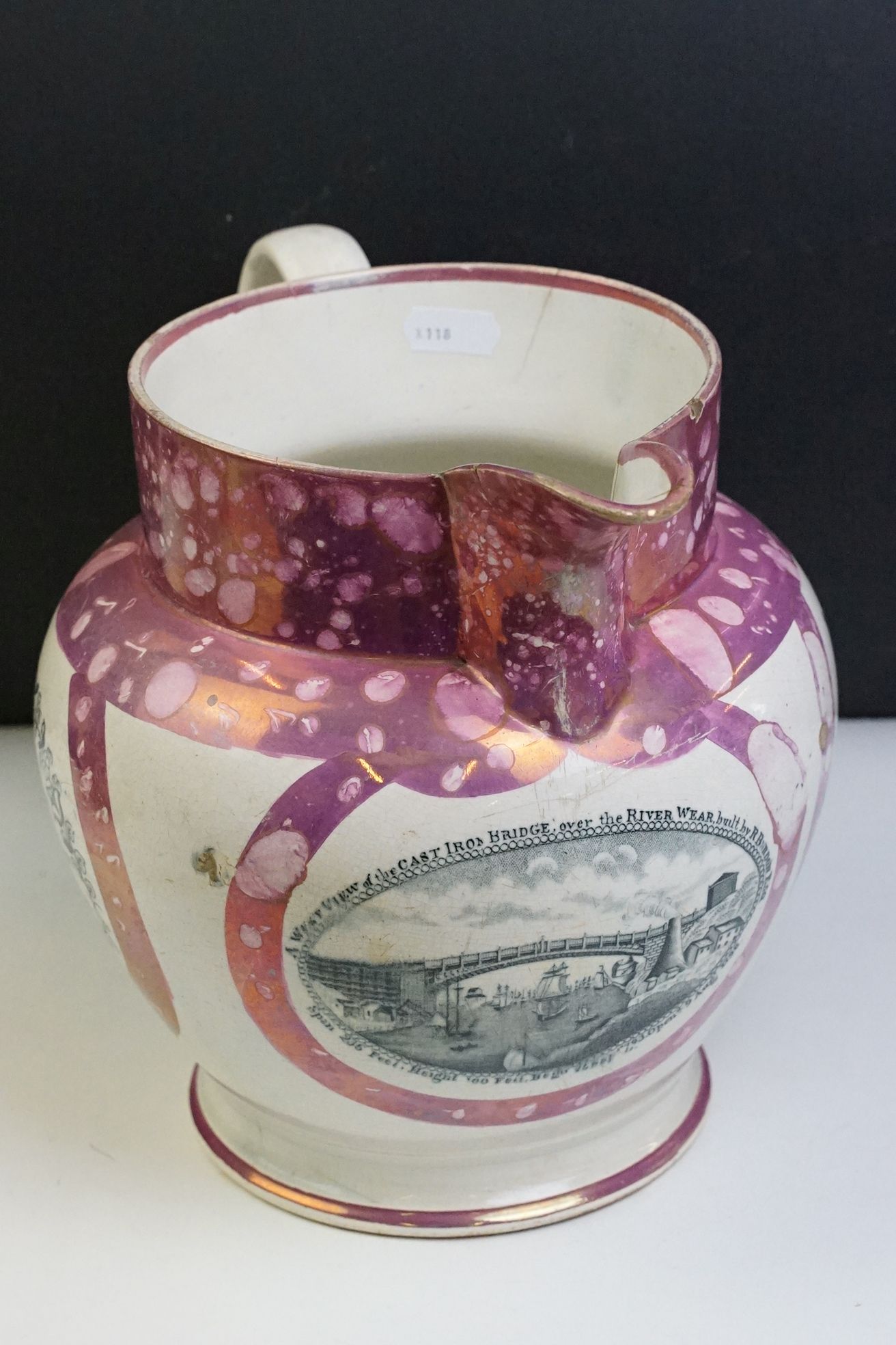 Group of Sunderland lustre pottery to include a 19th century Sunderland pink lustre jug with - Image 10 of 21