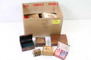 Collection of boxes, 19th century onwards, to include a 19th century mahogany jewellery box (with