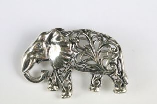 Silver Elephant Brooch