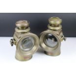 Jos. Lucas Ltd - Two early 20th C Lucas 'King of the Road' brass car lamps, no. 524, approx 26cm