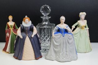 Four Franklin Porcelain ltd edn lady figurines to include Isabella of Spain, Elizabeth I,