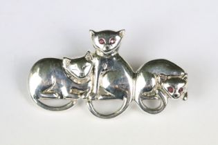 Silver Cat Brooch